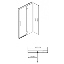 Душові двері CERSANIT Crea R 90x200 см S159-006 прозоре скло