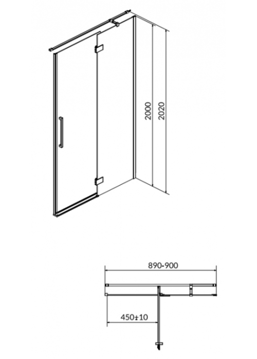 Душові двері CERSANIT Crea R 90x200 см S159-006 прозоре скло