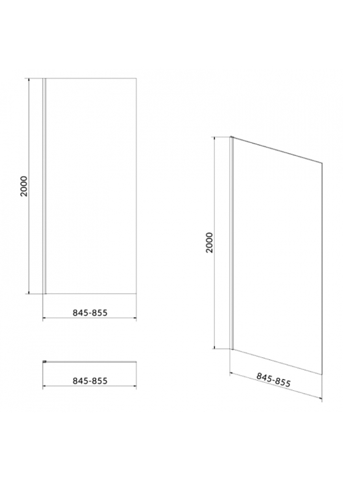 Бічна стінка CERSANIT Crea 90x200 см S159-010 прозоре скло