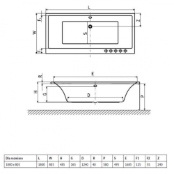 Ванна акрилова RADAWAY ARIDEA Lux 200x90 (WA1-24-200x090US) + ніжки (NWE-68) + сифон R135L