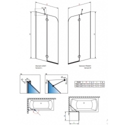 Шторка для ванни RADAWAY Torrenta PND II 100 12011202-101R права