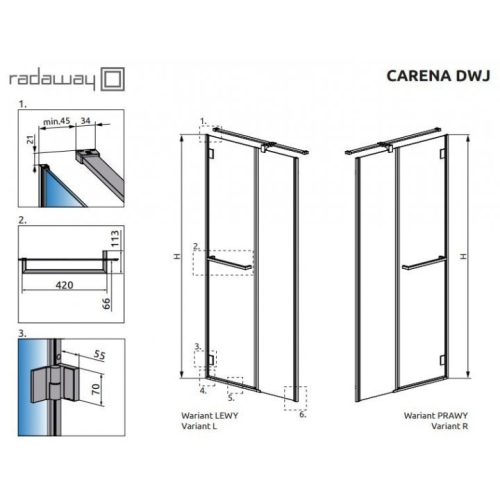 Душові двері RADAWAY Carena DWJ 120 см 34332-01-01NL