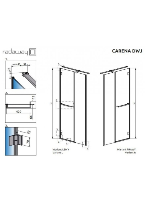 Душевая дверь RADAWAY Carena DWJ 120 см 34332-01-01NL