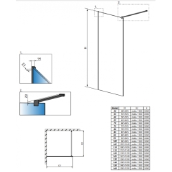 Душевая перегородка Radaway Modo II New Black Frame 900x2000 389094-54-56