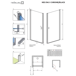 Душевые двери Radaway NES Black DWJ I 800Rx2000 чёрный/прозрачное стекло 10026080-54-01R