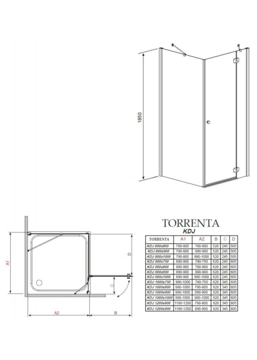 Душевая кабина Radaway Torrenta KDJ 900Lx900x1850 хром/графит 32202-01-05NL