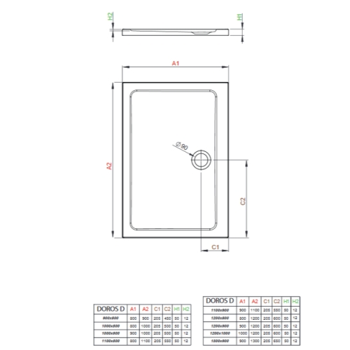 Душовий піддон Radaway Doros D 1000x800x50 білий SDRD1080-01