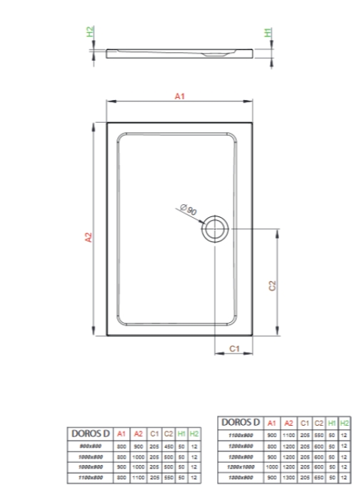 Душевой поддон Radaway Doros D 1000x800x50 белый SDRD1080-01