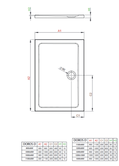 Душевой поддон Radaway Doros D 1000x900x50 белый SDRD1090-01