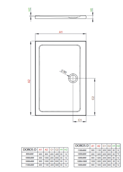 Душевой поддон Radaway Doros D 1100x800x50 белый SDRD1180-01