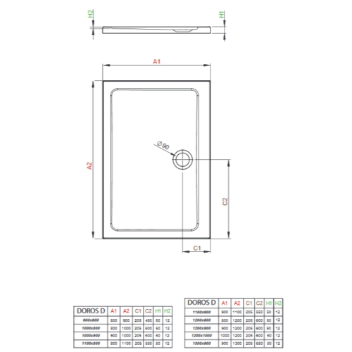 Душовий піддон Radaway Doros D 1200x1000x50 білий SDRD1210-01