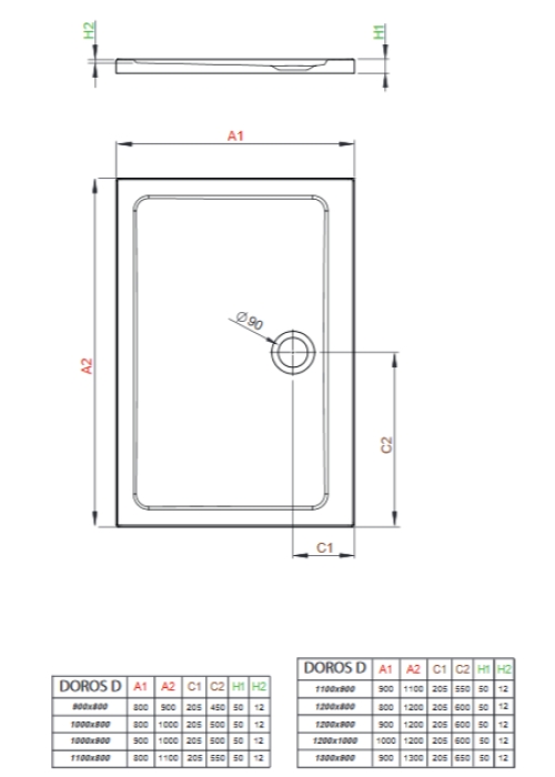 Душевой поддон Radaway Doros D 1200x1000x50 белый SDRD1210-01