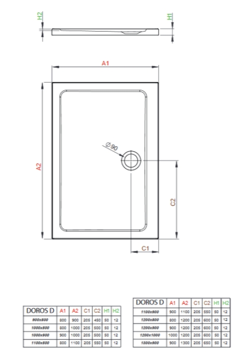 Душевой поддон Radaway Doros D 1200x800x50 белый SDRD1280-01