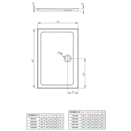 Душовий піддон Radaway Doros D 1200x900x50 білий SDRD1290-01