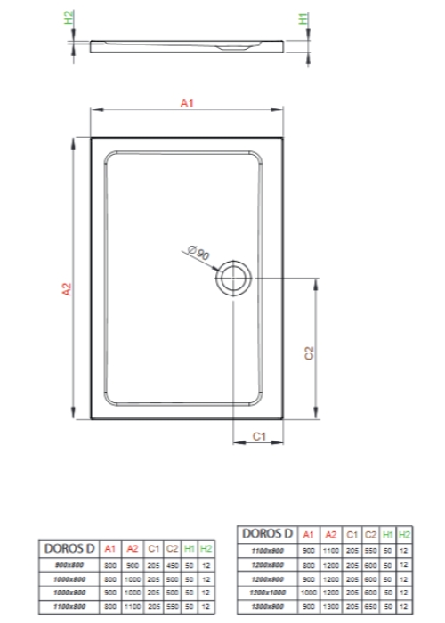 Душевой поддон Radaway Doros D 1200x900x50 белый SDRD1290-01