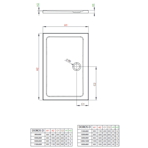 Душовий піддон Radaway Doros D 1300x900x50 білий SDRD1390-01