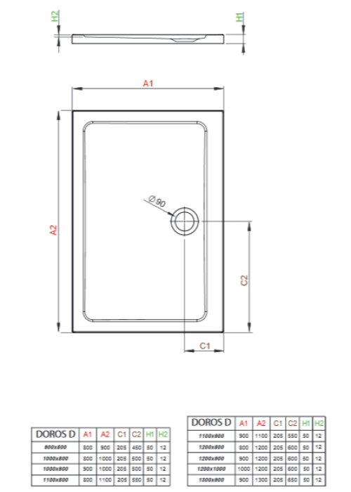 Душовий піддон Radaway Doros D 1300x900x50 білий SDRD1390-01