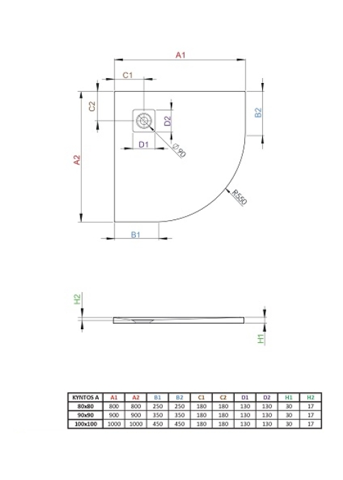 Душовий піддон Radaway Kyntos A 900x900x30 білий HKA9090-04