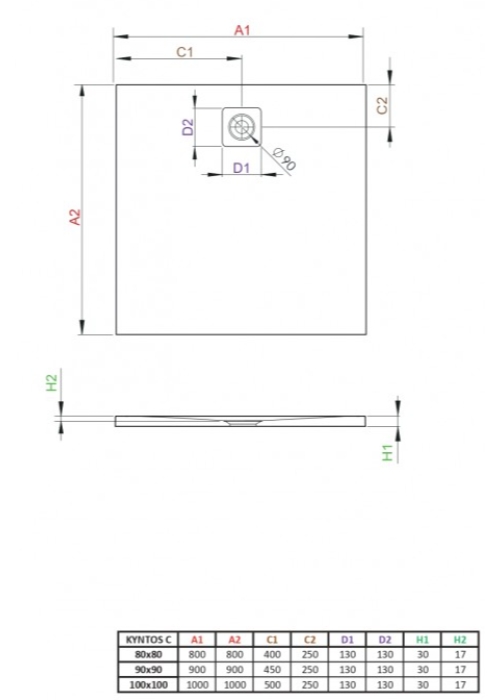 Душовий піддон Radaway Kyntos З 900x900x30 білий HKC9090-04