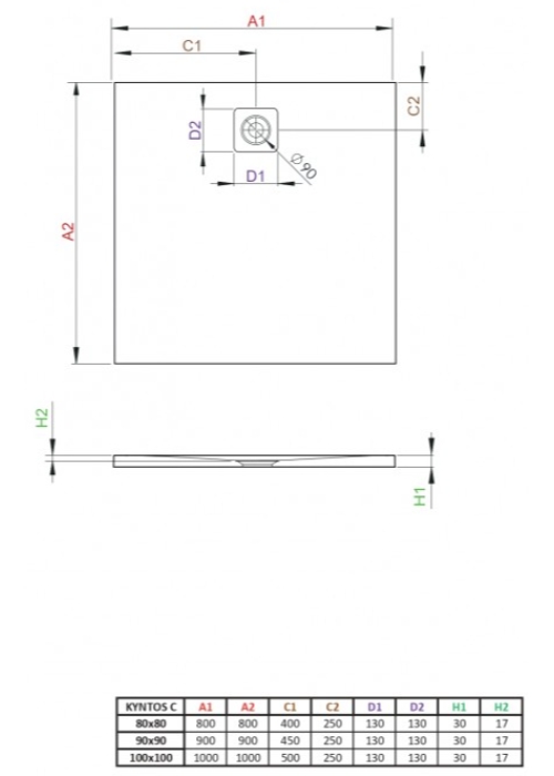 Душевой поддон Radaway Kyntos С 900x900x30 чёрный HKC9090-54