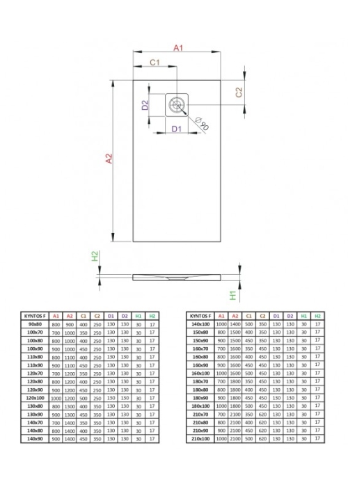 Душовий піддон Radaway Kyntos F 1000x900x30 білий HKF10090-04