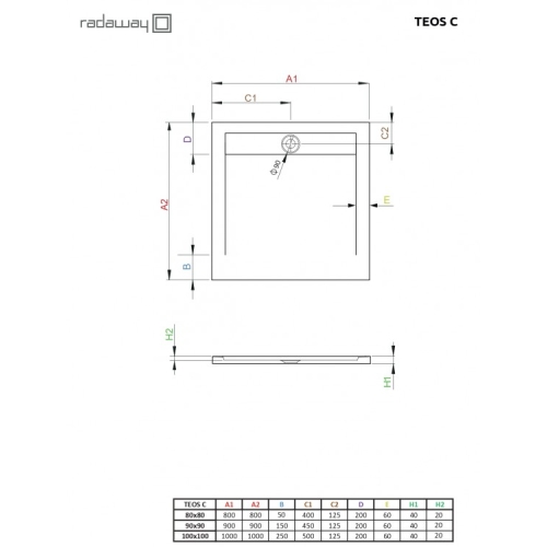 Душовий піддон Radaway Teos З 900x900x40 чорний HTC9090-54