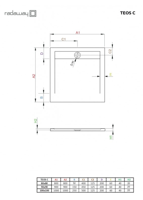 Душовий піддон Radaway Teos З 900x900x40 чорний HTC9090-54