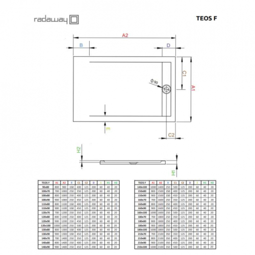 Душевой поддон Radaway Teos F 1200x1000x40 белый HTF120100-04
