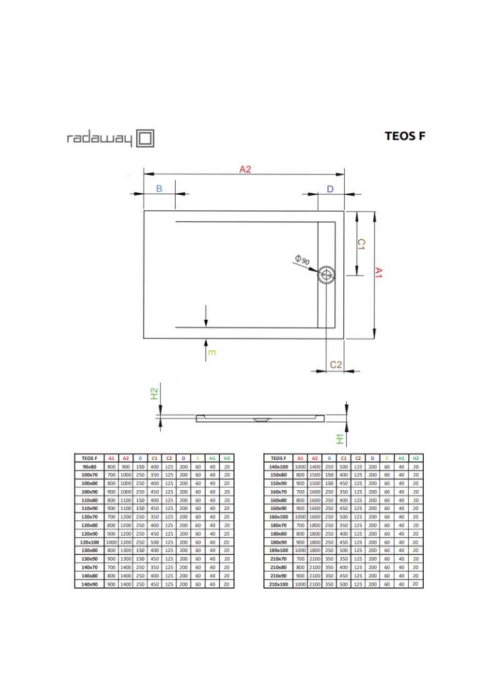 Душевой поддон Radaway Teos F 1200x1000x40 белый HTF120100-04