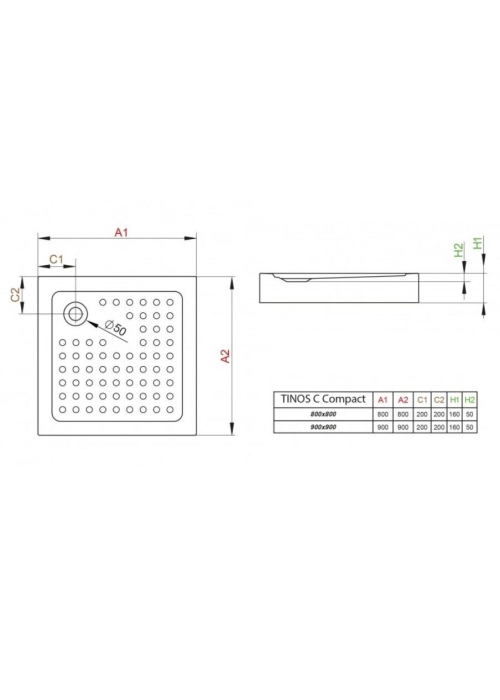 Душевой поддон Radaway Tinos С Compact 800x800x160 белый S4TIC8080-08