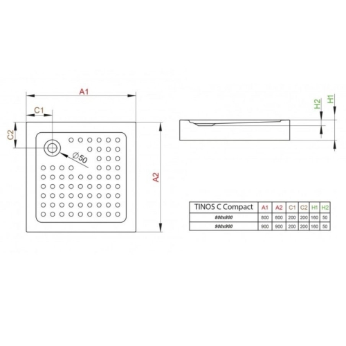 Душовий піддон Radaway Tinos З Compact 900x900x160 білий S4TIC9090-08