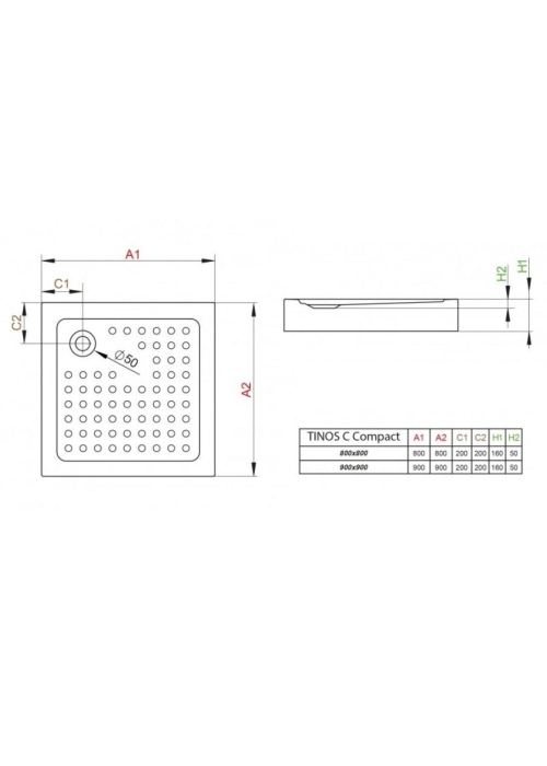 Душовий піддон Radaway Tinos З Compact 900x900x160 білий S4TIC9090-08