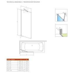 Шторка для ванни Radaway Idea Black PNJ Frame 700x1500 чорний/frame 10001070-54-56