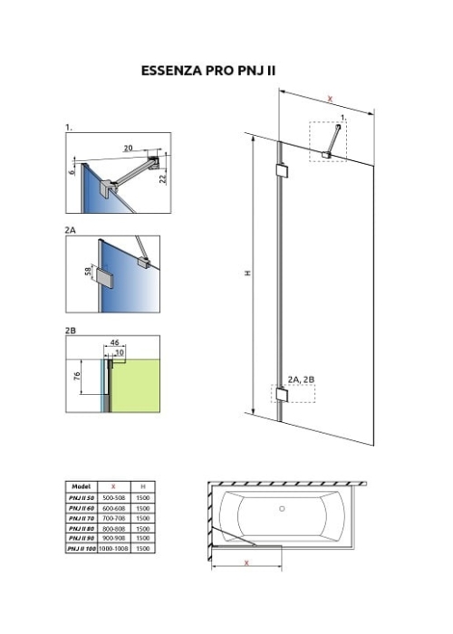 Шторка для ванны Radaway Essenza Pro White PNJ II 700x1500 белый/прозрачное стекло 10101070-04-01