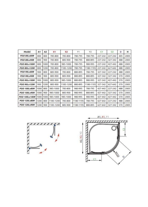 Душевые двери RADAWAY Idea PDD 900x2000 хром/прозрачное стекло 387139-01-01