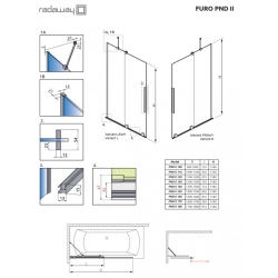 Шторка для ванни Radaway Furo Black PND II 538Lx1500 чорний/прозоре скло 10109538-54-01L