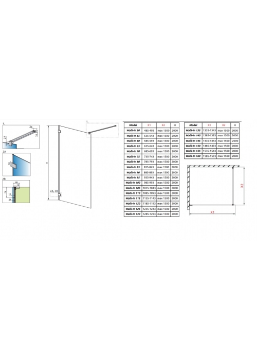 Душова кабіна RADAWAY Essenza Pro White Walk-in 1250x2000 білий/прозоре скло 10103125-04-01