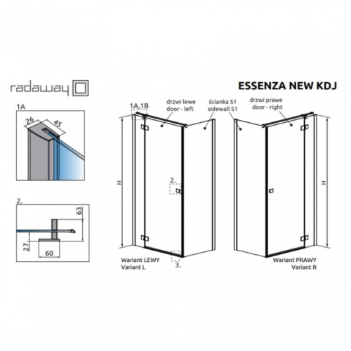 Душові двері Radaway Essenza New KDJ 110 ліва 385041-01-01LU (Знижена позиція)