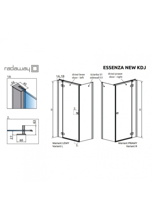 Душові двері Radaway Essenza New KDJ 110 ліва 385041-01-01LU (Знижена позиція)