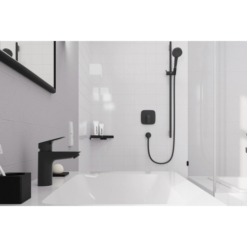 Змішувач Hansgrohe Logis 100 для умивальника з донним клапаном push-open, Matt Balck (71107670)