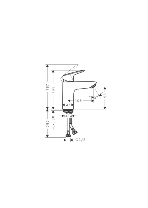 Смеситель Hansgrohe Logis 100 для умывальника с донным клапаном push-open, Matt Balck (71107670)