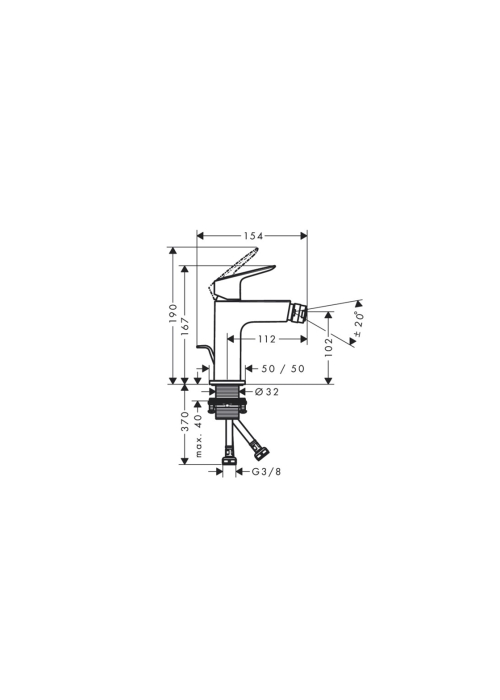 Смеситель Hansgrohe Logis Fine 110 для биде, Matt Black (71201670)