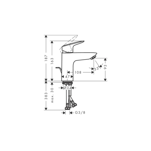 Змішувач Hansgrohe Logis 100 для умивальника, Matt Black (71100670)