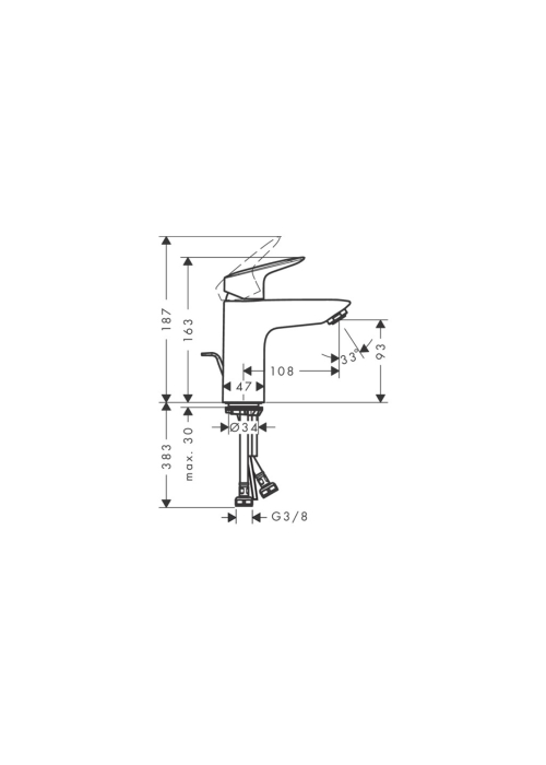 Змішувач Hansgrohe Logis 100 для умивальника, Matt Black (71100670)