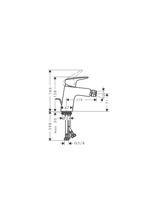 Смеситель Hansgrohe Logis 70 для биде, Matt Balck (71204670)