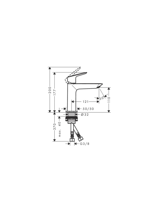 Смеситель Hansgrohe Logis Fine 110 для умывальника без донного клапана, Matt Black (71253670)