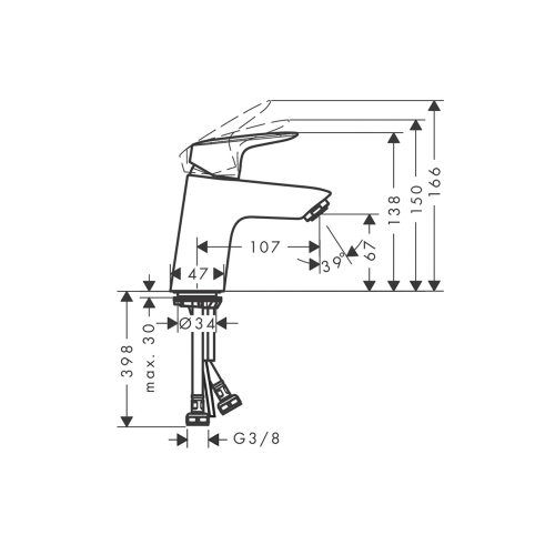 Змішувач Hansgrohe Logis 70 для умивальника CoolStart без д/к (71076000)