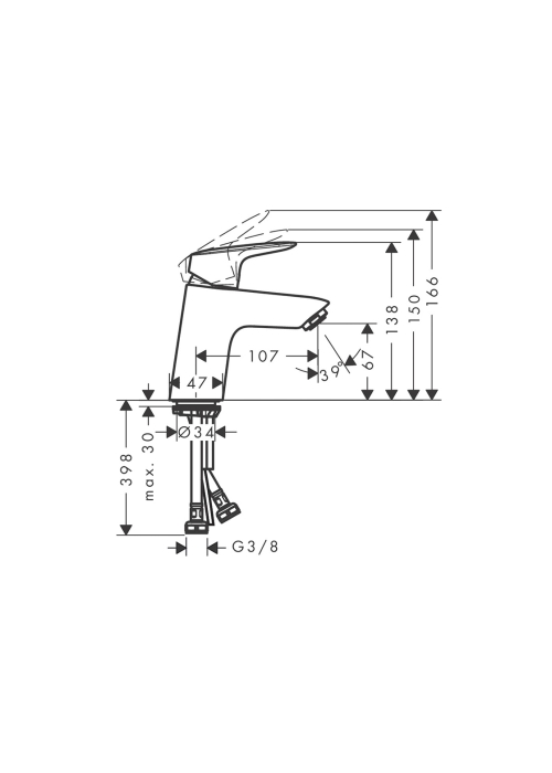 Змішувач Hansgrohe Logis 70 для умивальника CoolStart без д/к (71076000)