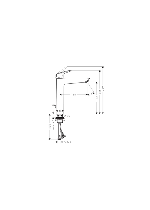 Змішувач Hansgrohe Logis 190 для умивальника, Matt Black (71090670)