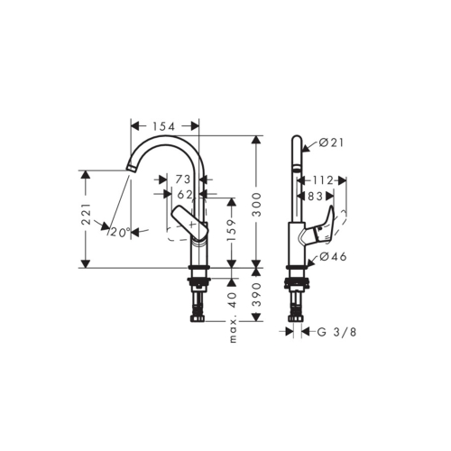 Змішувач Hansgrohe Logis 210 для умивальника без донного клапана (71131000)